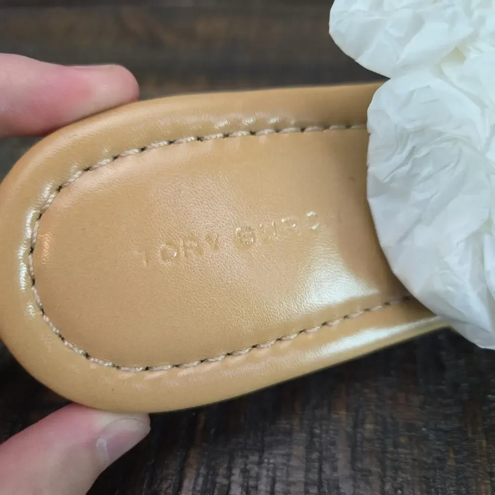 NEW Tory Burch Miller Leather Womens Size 7 Big Logo Sandal Flip Flops Honeycomb